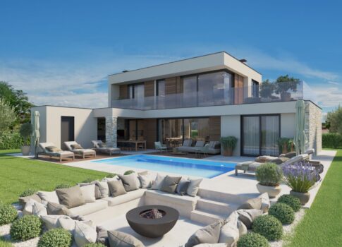 ISZTRIA, POREČ (környéke) - Modern villa építés alatt, kilátással a tengerre