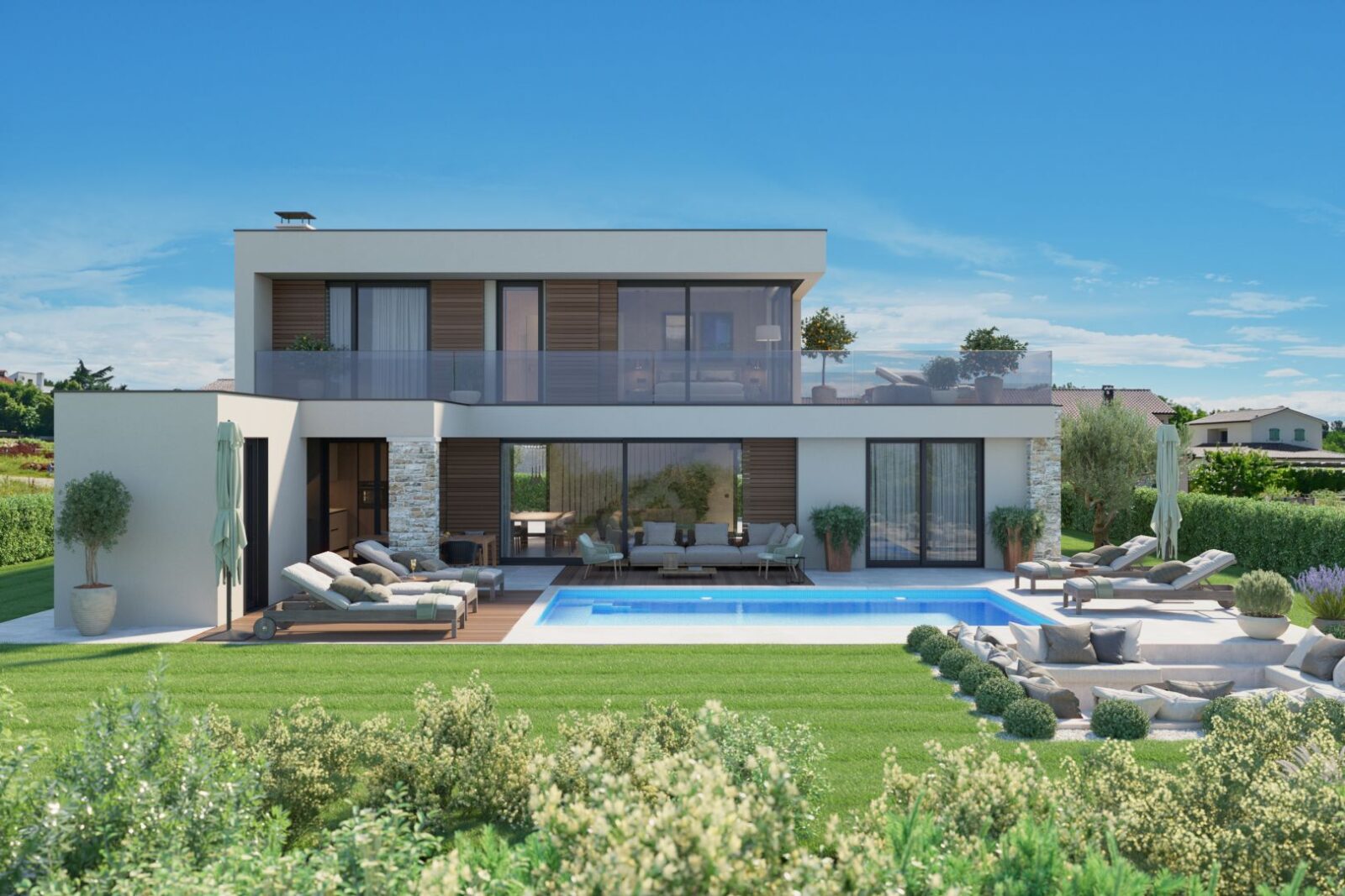 ISZTRIA, POREČ (környéke) - Modern villa építés alatt, kilátással a tengerre