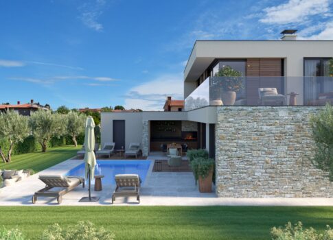 ISZTRIA, POREČ (környéke) - Modern villa építés alatt, kilátással a tengerre