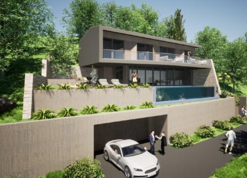 ISZTRIA, KRASICA - modern, különálló villa medencével, panorámás kilátással és garázzsal