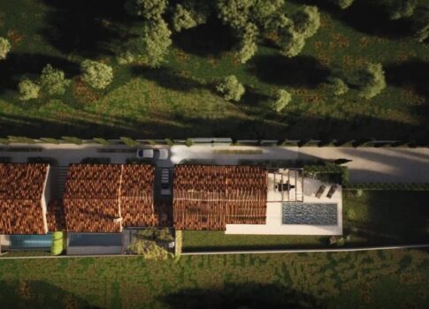 ISZTRIA, KAŠTELIR - Három egyszintes ház úszómedencével, új építésű