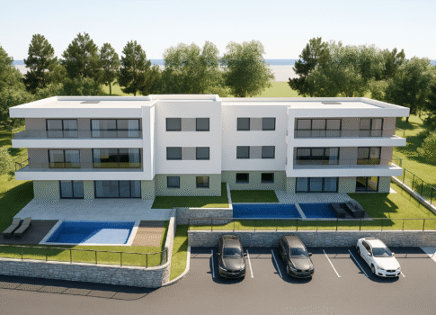 OPATIJA, IKA - apartman új épületben saját medencével és gyönyörű kilátással a tengerre