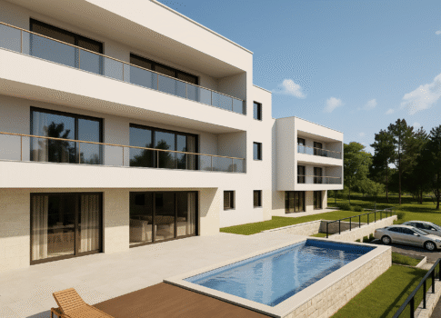OPATIJA, IKA - apartman új épületben saját medencével és gyönyörű kilátással a tengerre