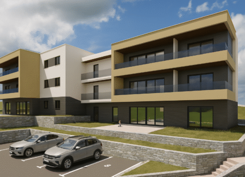 OPATIJA, IKA - apartman új épületben terasszal és panorámás tengerre néző kilátással, 260 méterre a strandtól