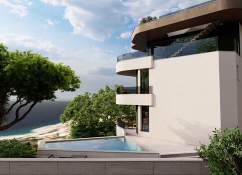 OPATIJA, KÖZPONT - egy különleges új épület Opatija központjában, egy apartman garázzsal és gyönyörű kilátással a tengerre