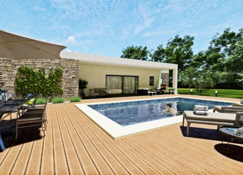 ISZTRIA, LABIN - Ház garázzsal és úszómedencével építés alatt