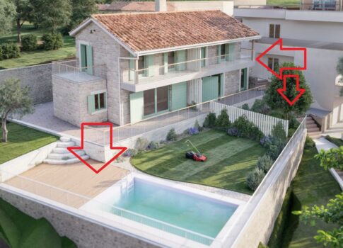 OPATIJA, BREGI - ikerház 100m2 panorámás tengerre néző medencével + kerttel