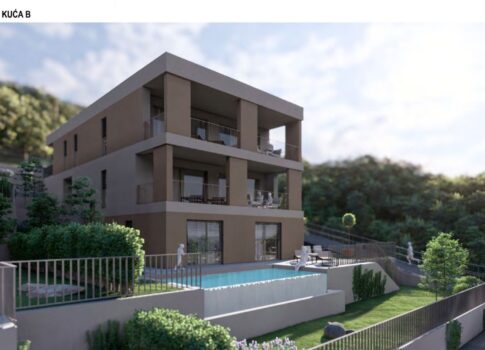 RIJEKA, KOSTRENA - exkluzív duplex apartman 210,50 m2-es új épületben gyönyörű kilátással a tengerre és medencével + kerttel 350,93 m2 - S2-B