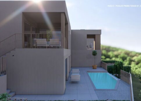 RIJEKA, KOSTRENA - exkluzív duplex apartman 147m2 új épület gyönyörű kilátással a tengerre és medencével + kerttel 151,75m2 - S1-C