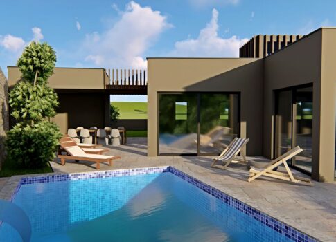 ISZTRIA, PULA - Modern építészeti ház melléképülettel és medencével