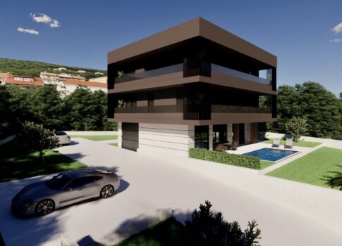 CRIKVENICA, JADRANOVO - luxus apartman új épületben medencével - földszint