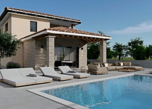 ISZTRIA, POREČ - Építés alatt álló ház medencével