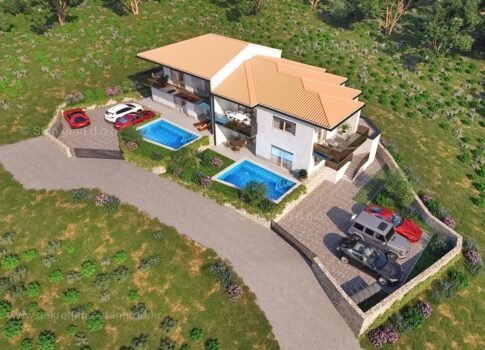 Vrbnik, földszinti lakás kerttel és medencével!