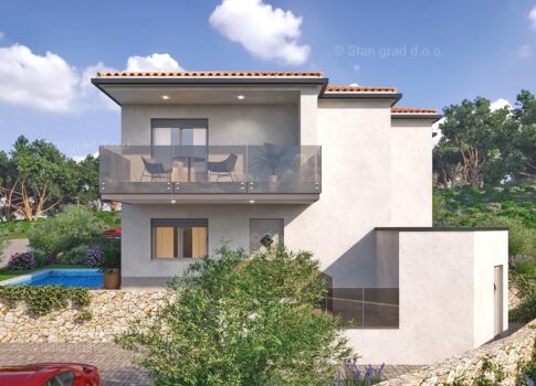 Vrbnik, földszinti lakás kerttel és medencével!