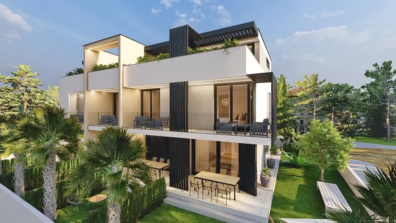 Krk, luxus háromszintes apartman egy modern új épületben!