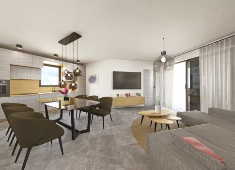 Vrbnik, modern apartman egy új épület 1. emeletén, tengerre néző kilátással!